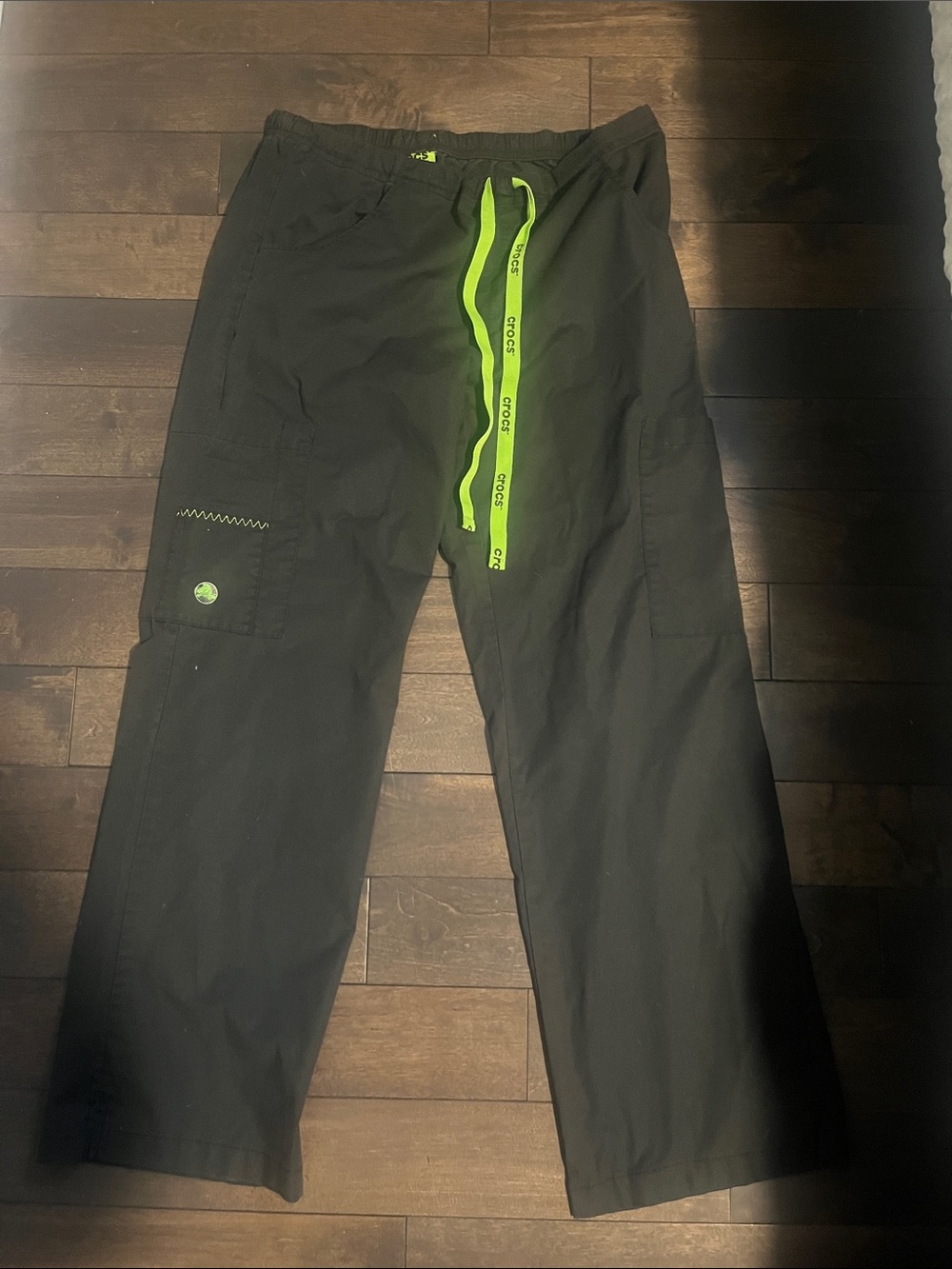 Crocs scrub Pants with Neon Green Drawstring